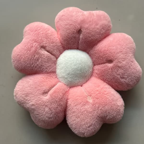 Myk plysjpute med lønneblomst, 34,8 cm, seng/sofadekor Vit