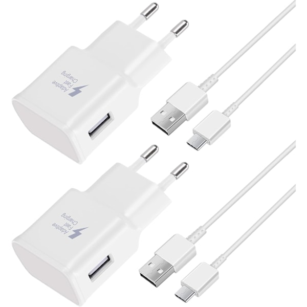 Hurtigoplader, 1,2 m kabel, kompatibel med Samsung Galaxy S22 S21 S20 S8 S10 S9 Plus Note 7 8 9 10 A53 LG, HTC white