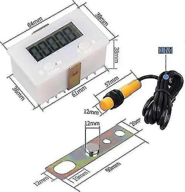 Digital 0-99999 Räknare 5-siffrig Plus Upp-mätare med magnetisk närhetsbrytarsensor