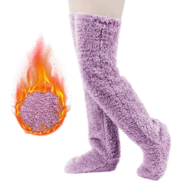 Søde og Cozy Strømper, Fuzzy Leg Warmers Over Knæet Sove Strømper, Teddy Leg Plush Varme Lange Slipper Strømper B