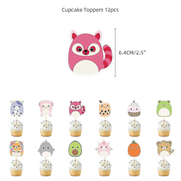 Squish Mallows Bursdagsdekorasjoner, Squish Mallows Festutstyr Inkluderer Bursdagsbanner, Kake Topper, Squish Mallows Ballonger, Festdekorasjoner S Set 1