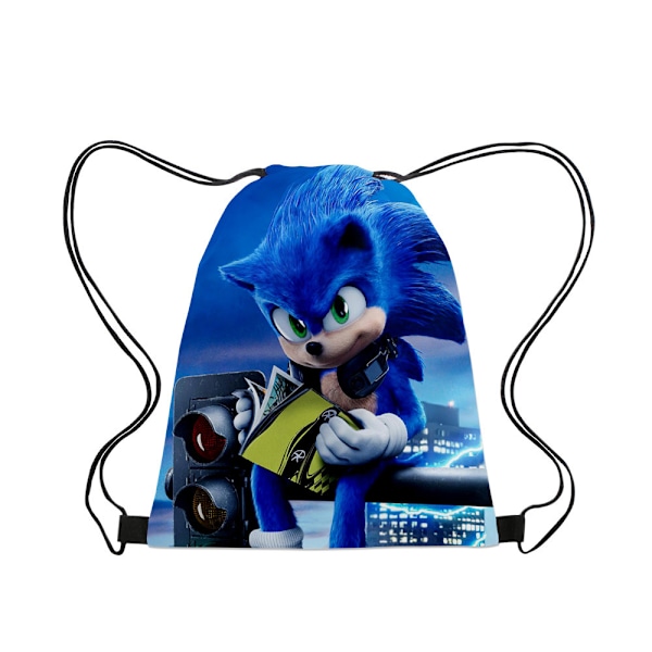 Blue cute japanese hedgehog drawstring portable pocket backpack yz