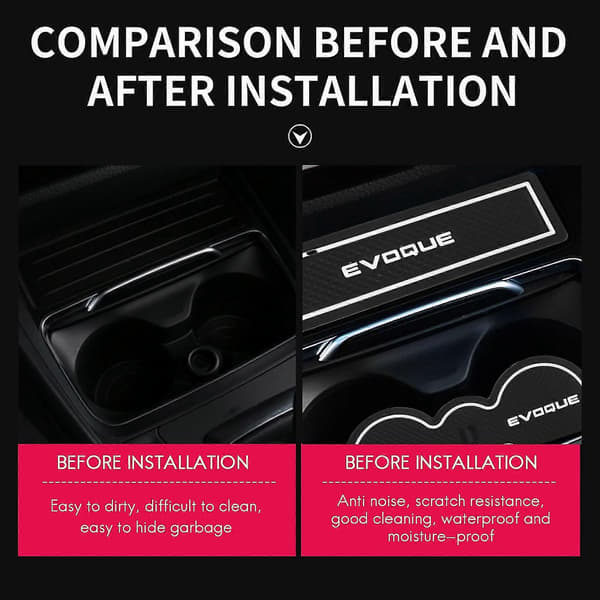 Bildørmatte Gummimatte Kopppute Støvmatte Innvendig Anti-portspormatte For Range Evoque 2012-2018 black  white