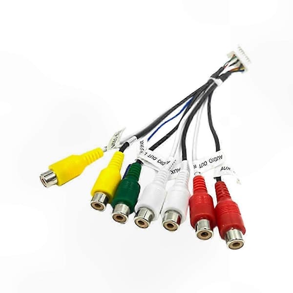 7-ports RCA AUX-kabel til Android bilstereoanlæg med 20-bens ledningsnetadapter til lyd- og videoforbindelser
