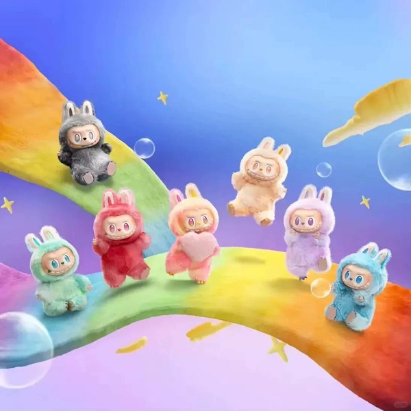 Pop Mart Labubu The Monsters – Spännande Macaron Plysch Nyckelring Serie (1 Blind Box, 3.0) Tre generationer Three generations love
