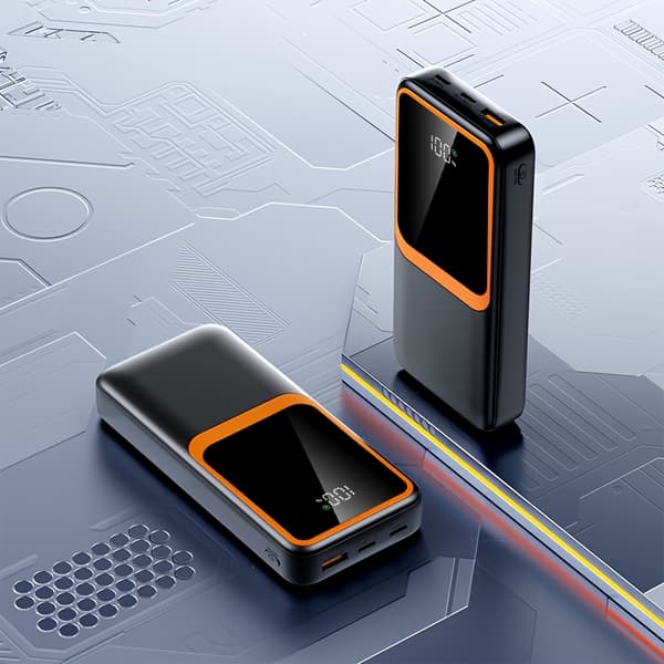 20000mAh Powerbank, LED-strømdisplay, bærbar mobil lader 【Hvid】