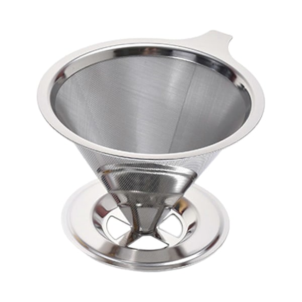 Kaffefilter i rostfritt stål, Pour Over, Återanvändbar, Papperslös, Kaffekonfilter för hemmet (LGL) Silver