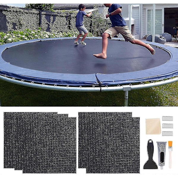 5-pack Snabb Trampolin Reparationskit 4 X 4 Fyrkantiga Lappar Kit med Limborste Skrapningshandskar och Torkduk Trampolinmatta Reparation