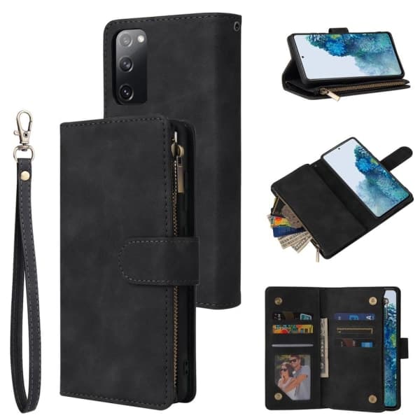 Kompatibel med Samsung Galaxy S20 FE - Multifunktionelt Wallet Case - Sort
