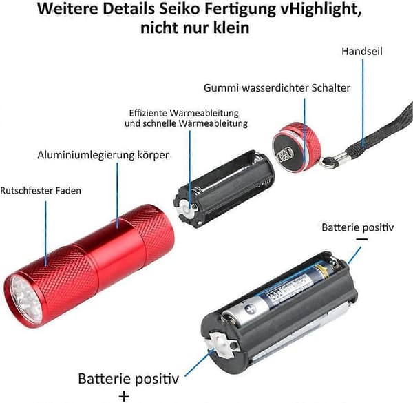 4 stk. LED-lommelykt (uten batteri)