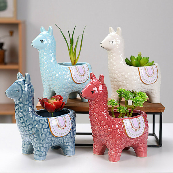 Unike Dyre Sukkulente Potter Søte Alpaca Sukkulente Potter Hjemmedekor For Mini Sukkulente Planter Hvit White A