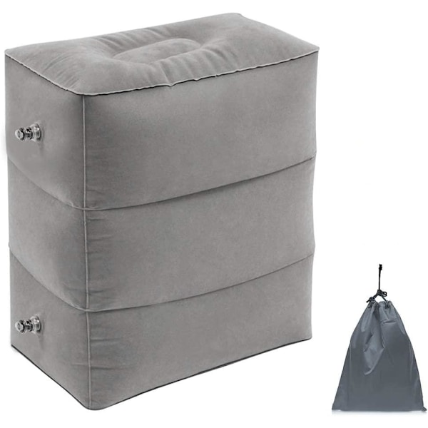 Grå uppblåsbar fotpall för resor, kontor, hem ... Grey grå