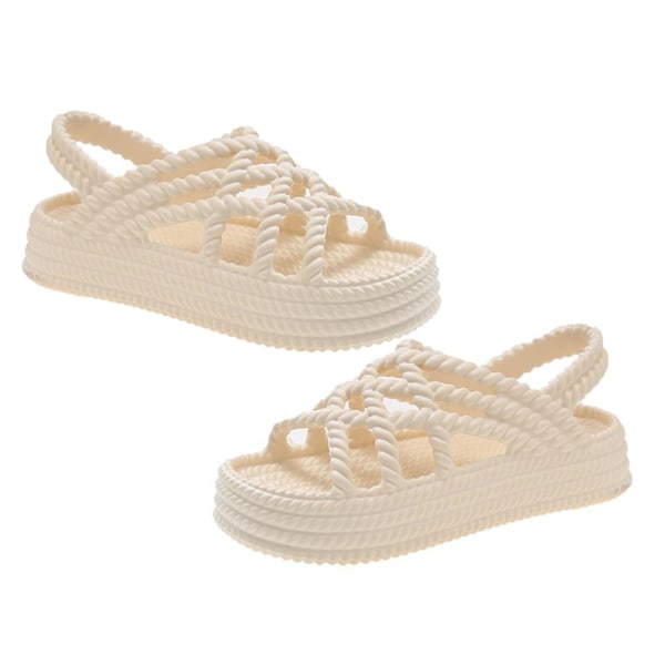 Dames Sommer Tykke Såler Sandaler Hul Multifunktionel Moderigtig Afslappet Sandaler Udendørs Beige 36‑37