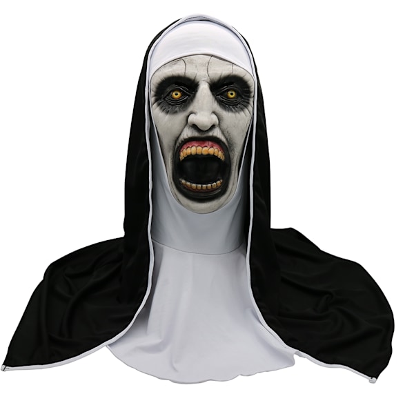 Halloween Nonne Skrekkmaske Cosplay Skumle Latexmasker Med Hodeplagg Fullt Ansikt Hjelm Halloween Party Rekvisitter