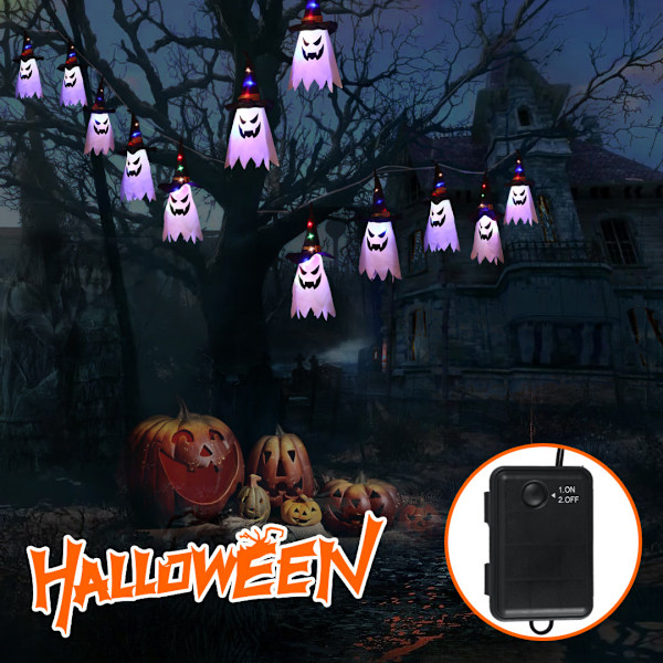 VINTURBLE LED Halloween Trollkarlhatt Vattentät Batterilåda Ljusslinga Lcicle Ljus Lyktor Spöke Atmosfär Arrangemang