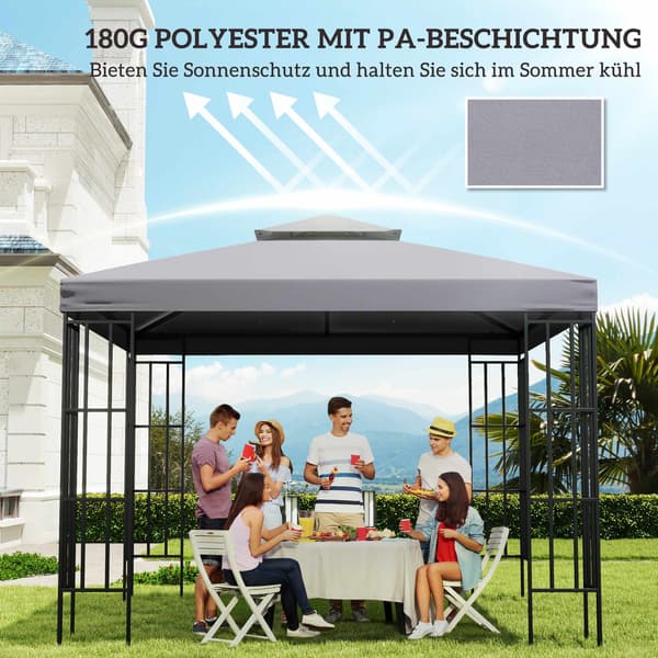 Erstatningstak for 3x3m paviljong, vanntett, lysegrå CJY 2500