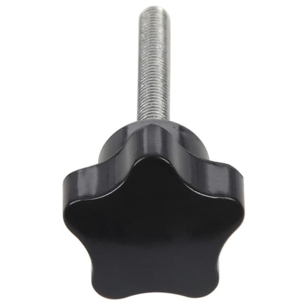 6 stk M6 x 50 mm låsende stjerneformet plasthode med utvendig gjengeknapp Silver Black