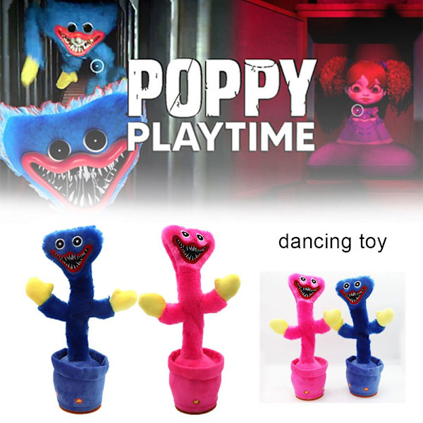 Poppy Playtime Huggy Wuggy Dansende kaktus leketøy BLÅ blå blue