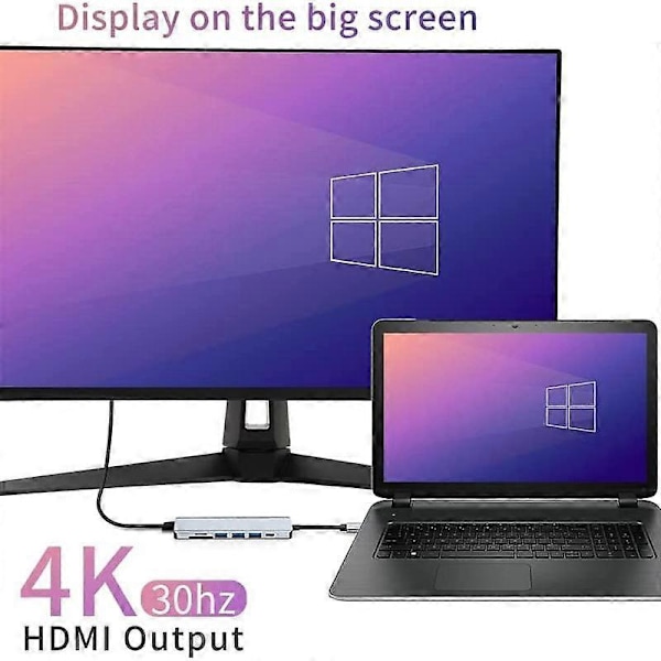 USB C HUB 4K 30Hz Typ C till HDMI-kompatibel PD 87W USB-splitter USB-adapter för Macbook Air Pro USB3.0 HUB TF SD Multi Converter LGL 5-IN-1