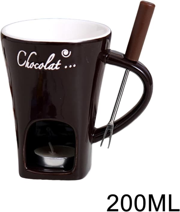 Tealight Fondue Sæt, Keramisk Smeltegryde til Chokolade og Dessert Coffee