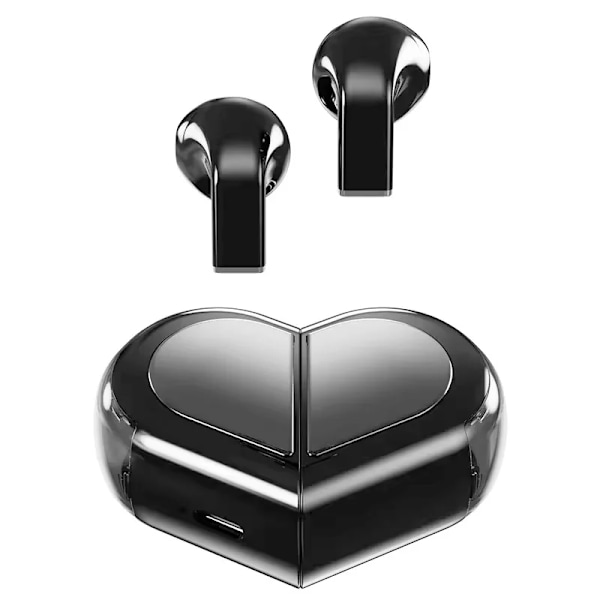 K520 Trådløse Hodetelefoner Stereo Ørepropper med Roterbart Hjerteformet Ladeetui Hodetelefoner med Lav Latens for Telefon Nettbrett(FMY) black