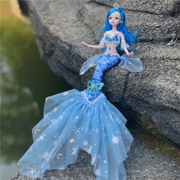 45cm Mermaid Baby BJD Doll 11 Leder Movable Doll Simning Mermaid Leksak Flicka Julgåva Doll (blue)