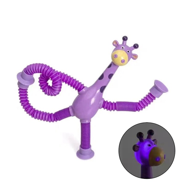 4-in-1 Teleskooppinen Imukappale Giraffi Leikki Sensory Lelut Hauska Oppimislelu Lapsille ja Aikuisten Purppura Purple Light