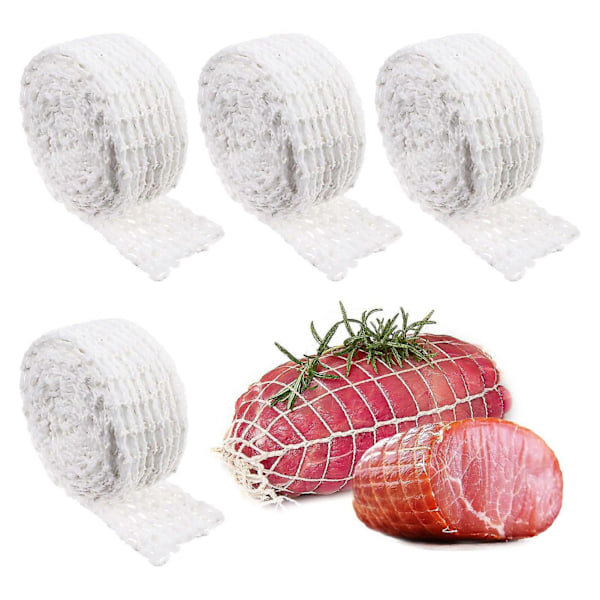 4-pack Köttrulle Bomull Rökt Kött Fjäderfä Skinka Nät Inpackningsnät Kompatibelt med Att Göra Nötkorv