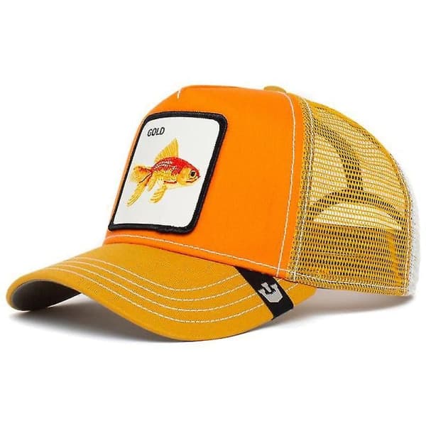 Udsalg Baseballkasket med dyremotiv, solbeskyttelse, mesh, broderet truckerhat, guldfisk Goldfish