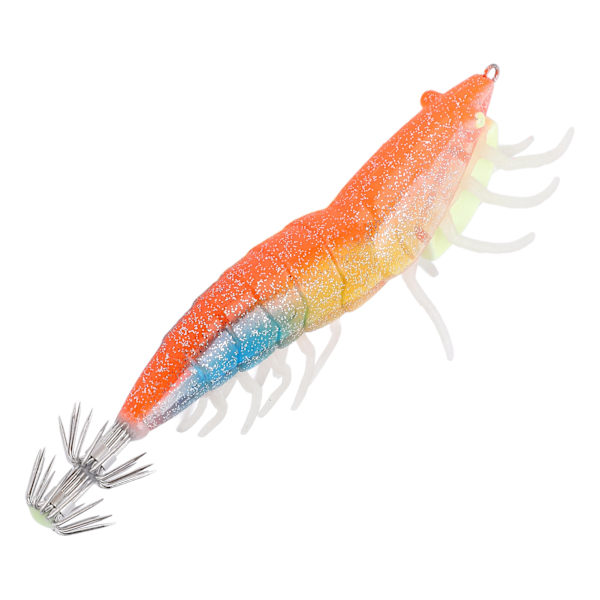 Fake Wood Shrimp Bait Fishing Wobbler Squid Jig Artificial Luminous Squid Hook Lures Orange Blue .