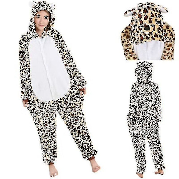 Unisex vuxen Kigurumi djurkaraktär kostym onesie pyjamas onepiece leopard Leopard S