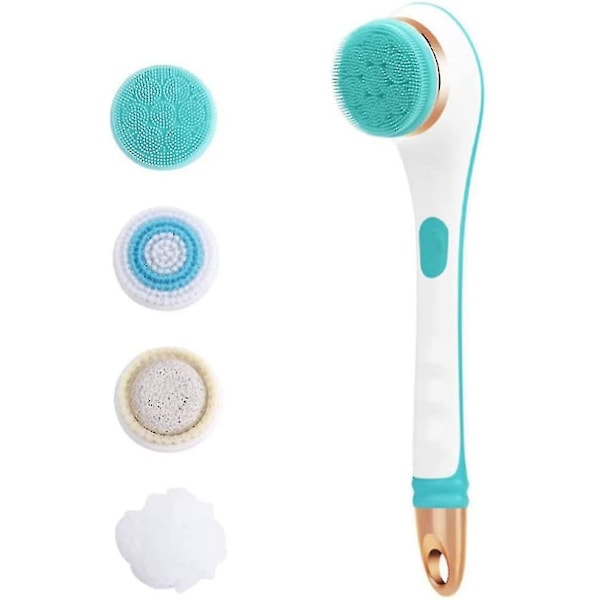 Electric Bath Brush Body Brush Shower Massage Exfoliating Scrubber Soft Silicone USB Rechargeable 2 Speeds Rotating Cleaning Brush 1pc-blue