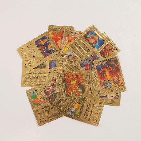 55 guldkort [7 Vstar + 29 Vmax + 16 V + 2 GX + 1 fas] Samlarkort glänsande kort Barnpresent till barn Guld Guld Guld Guld Gold English 110pcs
