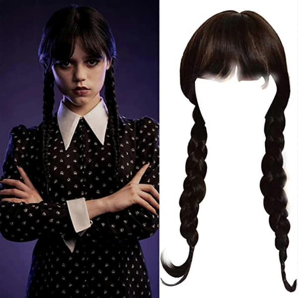 Wednesday Addams Paryk Med Parykhætte Parykker Til Wednesday