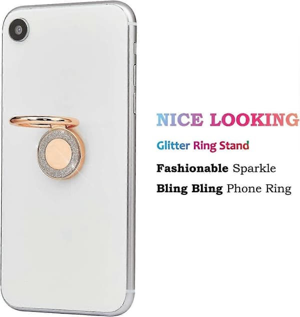 Glitter Mobiltelefon Ringholder til næsten alle telefoner/pads (rosaguld)