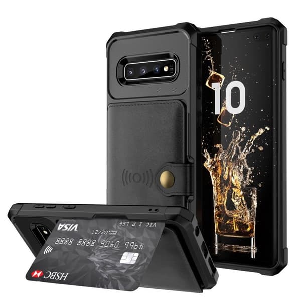 Samsung Galaxy S10 Plus lompakkokotelo - Musta Black black