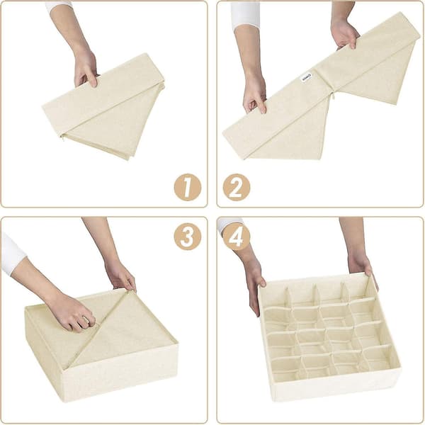 3-pak Sok Undertøj Organizer Dividere, Foldbare Skabs Organizer og Opbevaringskasser beige