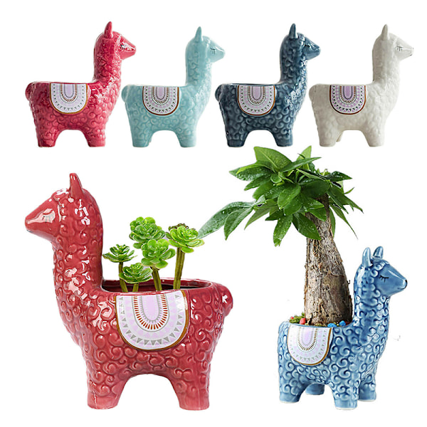 Unike Dyre Sukkulente Potter Søte Alpaca Sukkulente Potter Hjemmedekor For Mini Sukkulente Planter Hvit White B