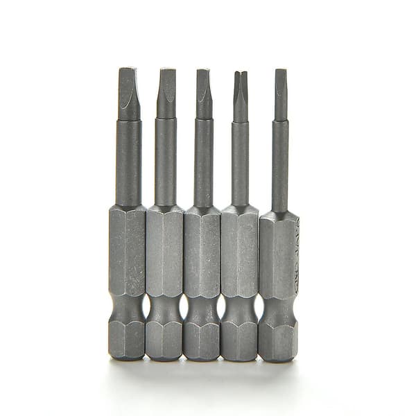 5 stk / sett Magnetiske Trekant Hode Skrutrekker Bits S2 Stål 1/4 Hex Skaft 50mm Gray