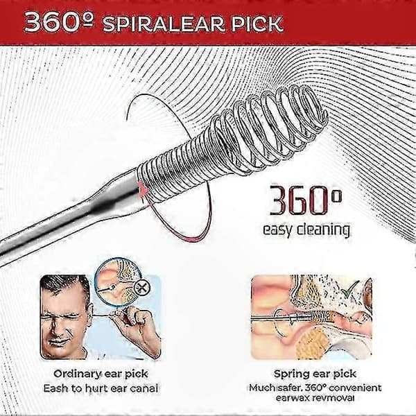360° Spiral Ørerenseverktøy i Rustfritt Stål for Ørepleie
