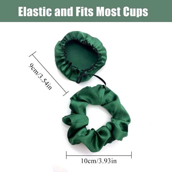 (set om 2) (grön + gul) med dryckesskydd, Dryckesskydd Scrunchie