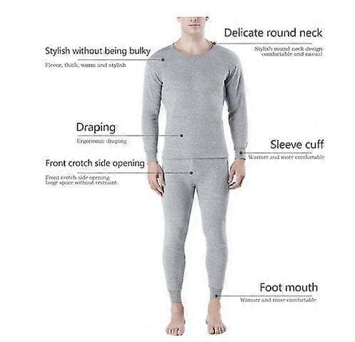 Herr Termounderkläder Set Vinter Termos Underkläder Långkalsonger Toppar Vinter Herr Tjock Fleece Termokläder Pyjamas Set Mörkgrå Dark Gray L