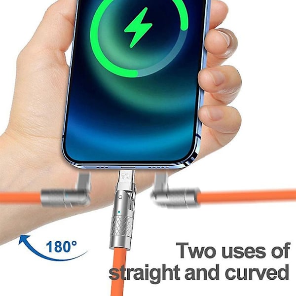 120W 6A Nopea USB Type C -datakaapeli 180° kääntyvä kulmadatakaapeli matkapuhelimen laturi, yhteensopiva Xiaomi Redmi Honor USB C -datakaapelin kanssa blue Android Type C port