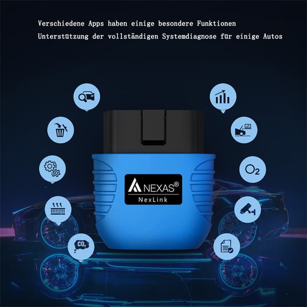 Nexlink OBD2 Bluetooth 5.0 for biler og motorsykler, OBD2-diagnoseenhet Bluetooth, OBD2 Bluetooth-adapter for iOS og Android