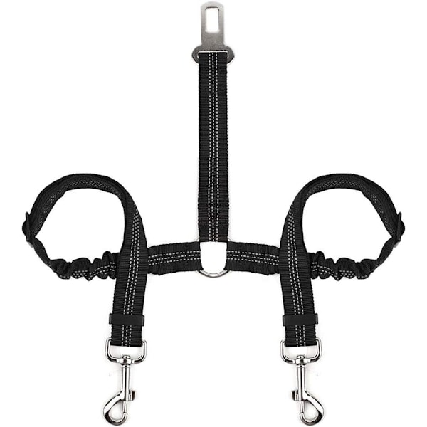 Double pet belt adjustable with elastic bungee