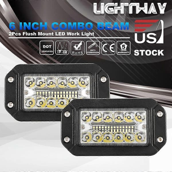 2 stk. 12V 6 tommers innfelt arbeidslys 26 LED Super Spotlight bil frontlykter black