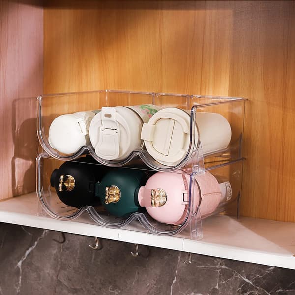 Kitchen Cabinet Storage Wine and Drink Holder, Compact and Stackable Design Space-Saving Bottle Organizer, Stackable Plastic Bottle Racks for Easy