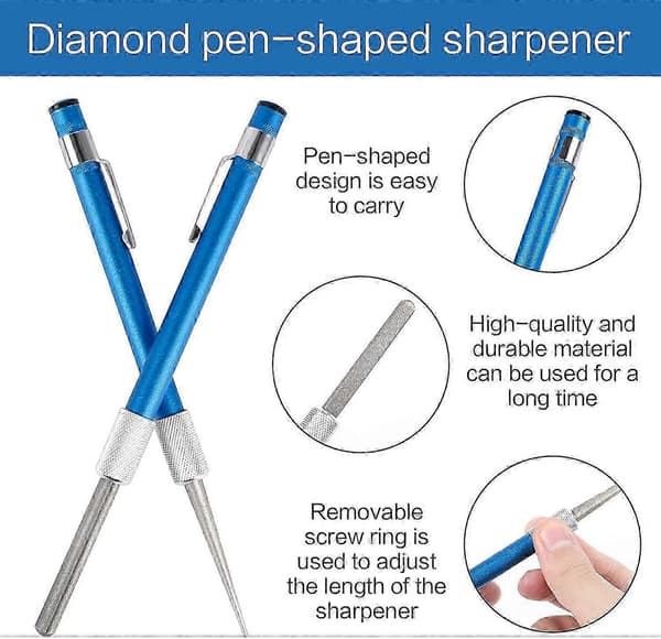 2 pcs Portable Diamond Mounted Tip Grinder Diamond Sharpener for Knives Hunting Kitchen Knives CJY