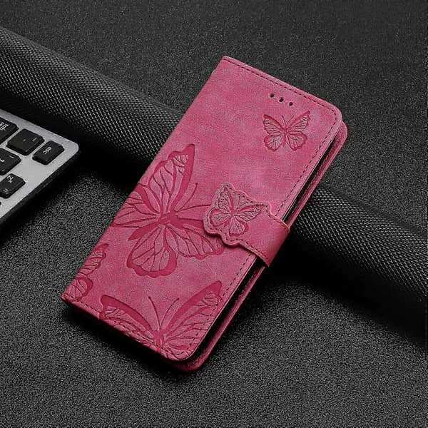 Sommerfuglepungetui med støtteben til Moto E7 Plus Emed Rose