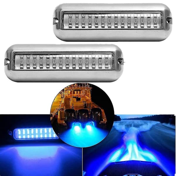 2 stk. 42 LED bådafløbslys båd agterlys blåt undervands ponton marinelys